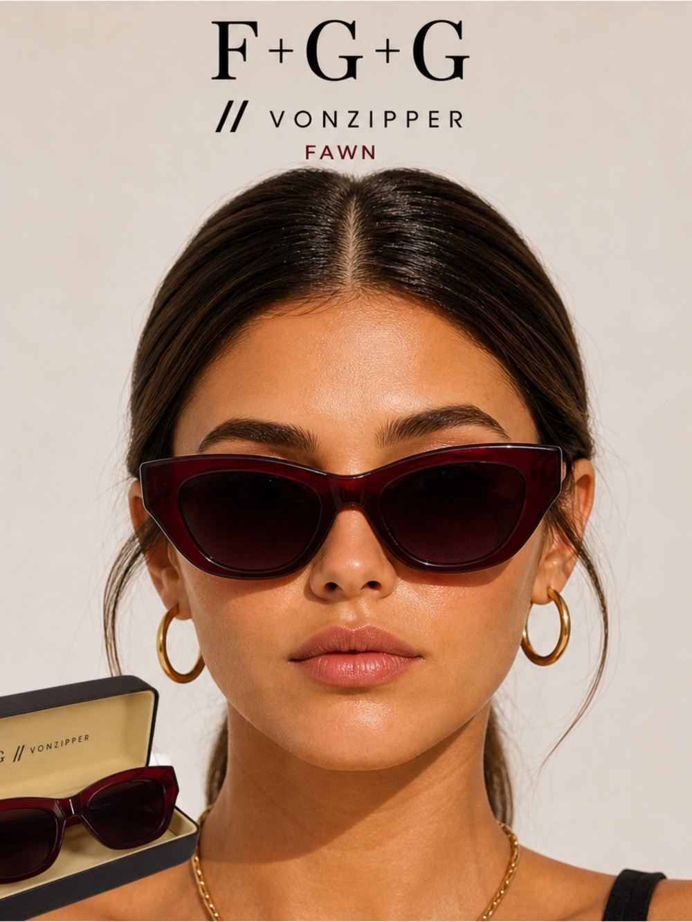 VonZipper x F+G+G FAWN Burgundy Cat Eye Sunglasses